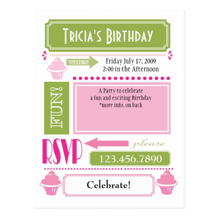 Cupcake Invite Post Card