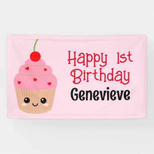 "Cupcake Kids Birthday Banner, All Text Editable  Banner