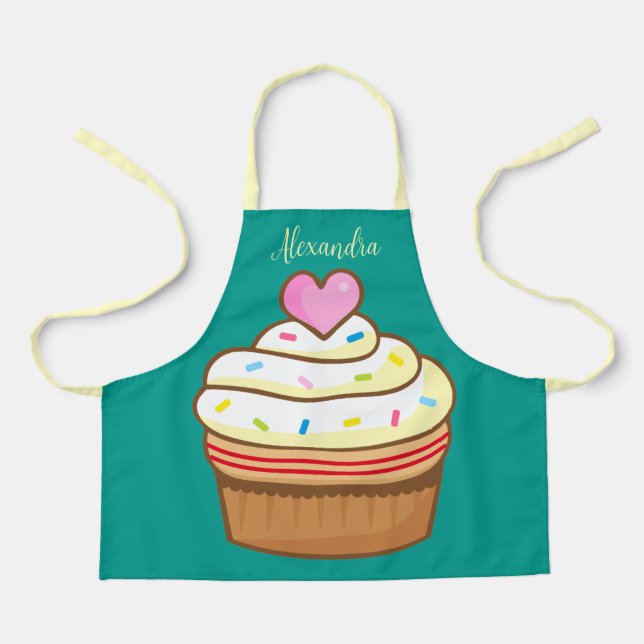 Cupcake Kids NAME baking apron retro (Front)