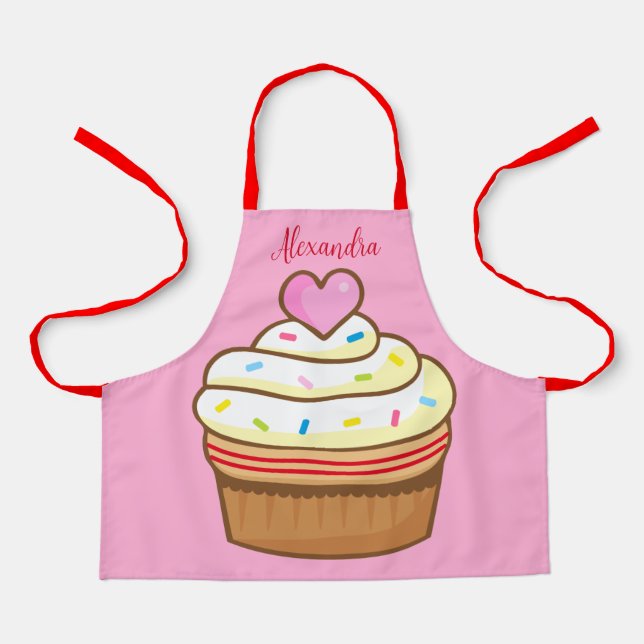 Cupcake Kids NAME baking apron retro (Front)