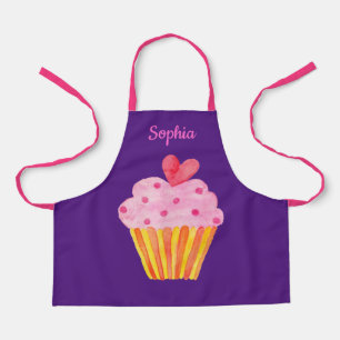 Cupcake Kids NAME baking apron watercolor
