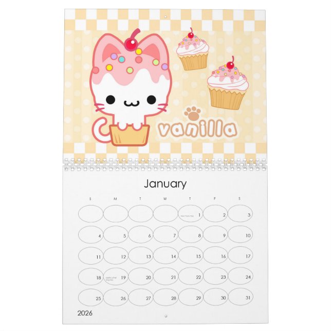 Cupcake Kitties Calendar (Jan 2026)