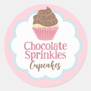 Cupcake Label Chocolate Scallop Circle