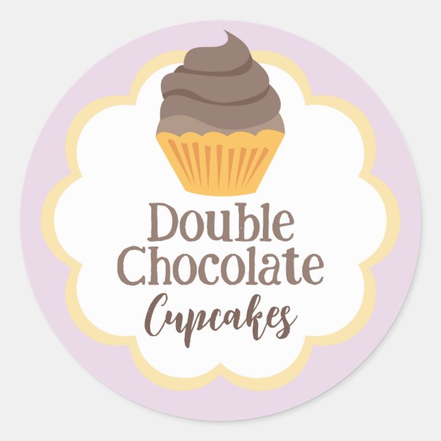 Cupcake Label | Double Chocolate | Scallop Circle (Front)