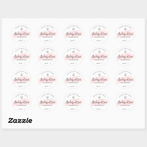 Cupcake Label Feminine Bakery Flavor Round Sticker | Zazzle