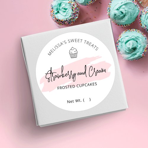 Cupcake Label Feminine Bakery Flavor Round Sticker