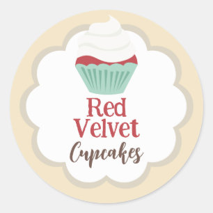 Cupcake Label   Red Velvet   Scallop Circle