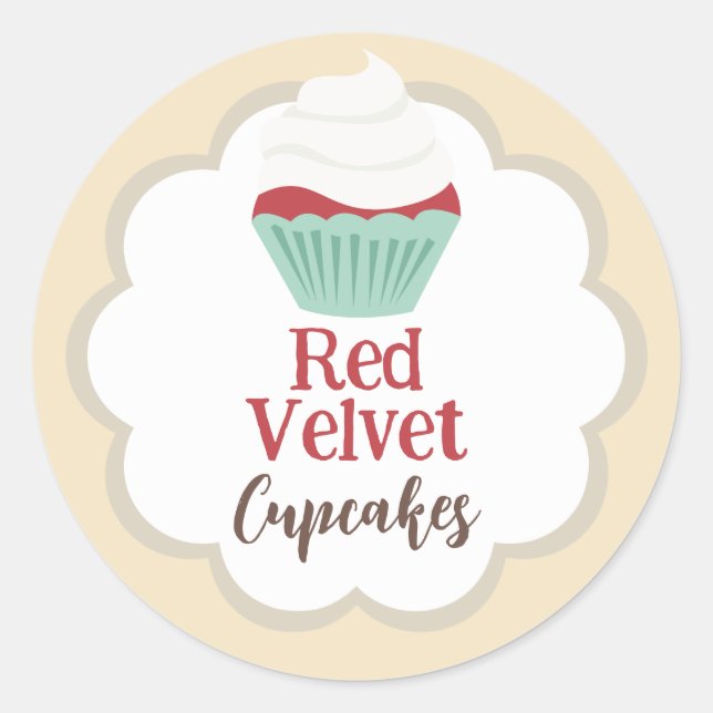 Cupcake Label | Red Velvet | Scallop Circle (Front)