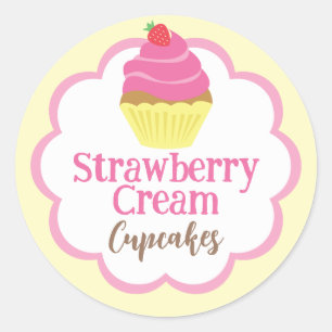 Cupcake Label   Strawberry   Scallop Circle