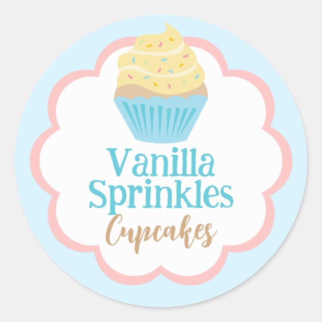 Cupcake Label | Vanilla | Scallop Circle (Front)