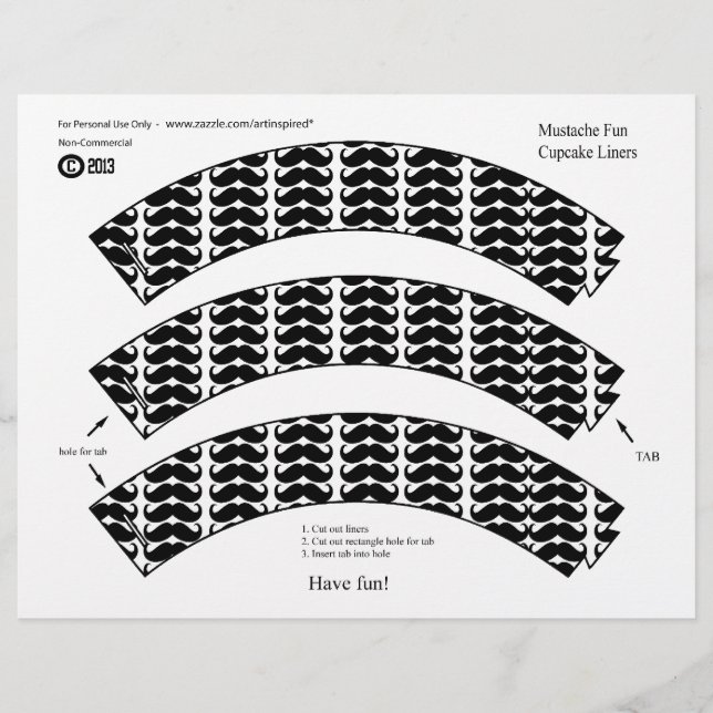 Cupcake Liners - Mustache Fun (Front)