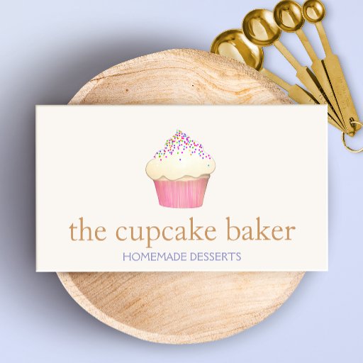 Customizable Cupcake Logo Bakery Chef Catering Business Card