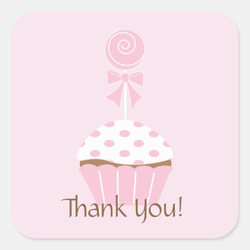 Cupcake Lollipop Happy Birthday Thank You Sticker