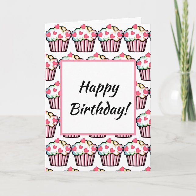 Cupcake Love Birthday Holiday Card (Front)