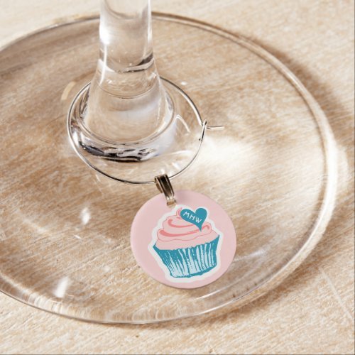 Cupcake Love custom monogram wine charm