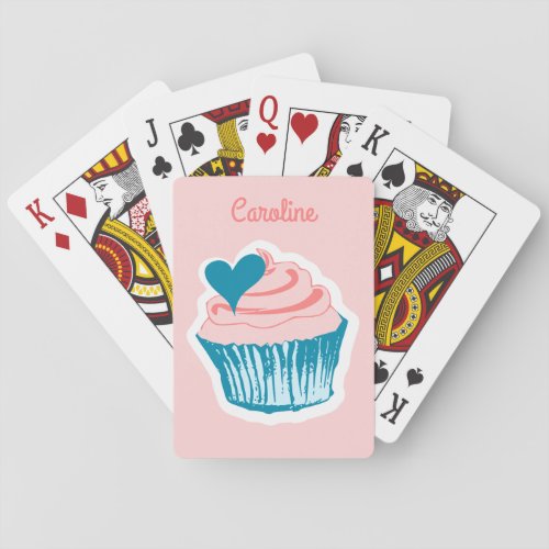 Cupcake Love custom name playing cards