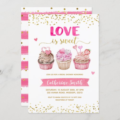 Cupcake Love is Sweet Bridal Shower Invitation