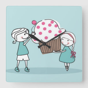 Cupcake Love Square Wall Clock