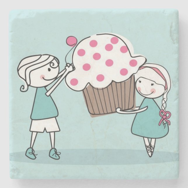 Cupcake Love Stone Coaster (Front)