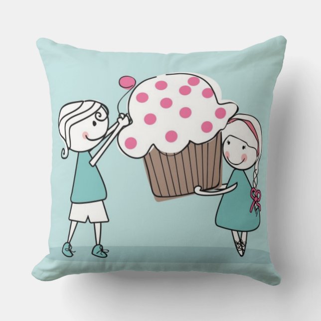 Cupcake Love Throw Pillow (Front)