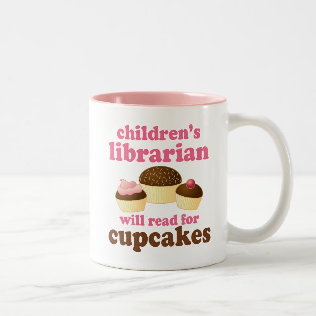 Cupcake Lover Childrens Librarian Gift Two-Tone Coffee Mug (Right)