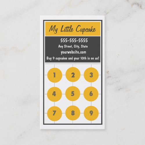 Cupcake Loyalty Business Card Punch Card