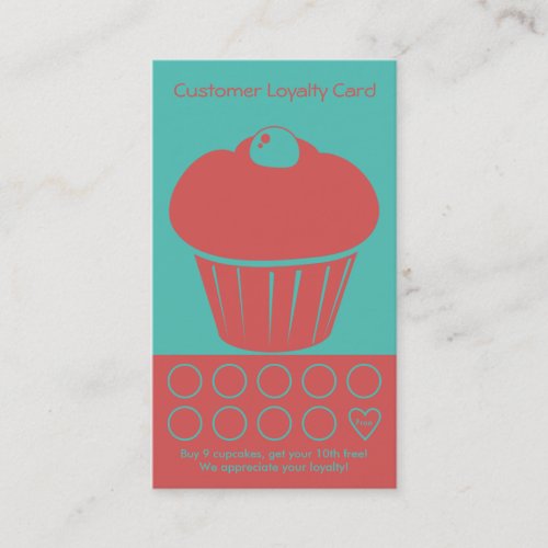 Cupcake Loyalty Business Card Punch Card