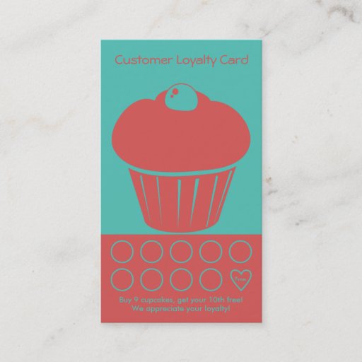 Customizable Cupcake Loyalty Business Card Punch Card