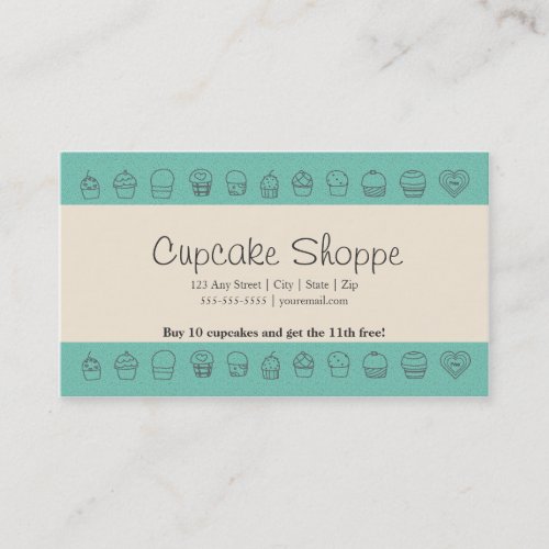 Cupcake Loyalty Business Card Punch Card