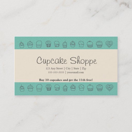 Customizable Cupcake Loyalty Business Card Punch Card