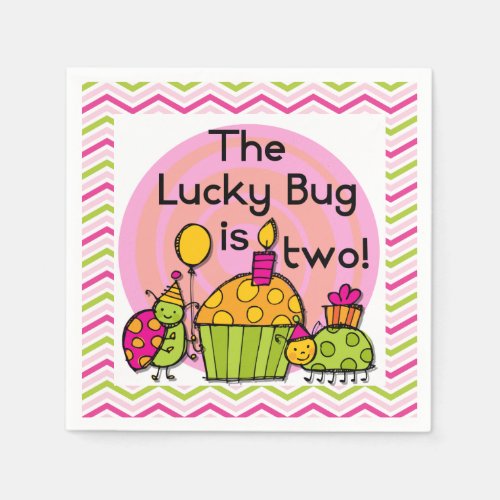 Cupcake Lucky Bug 2nd Birthday Paper Napkins