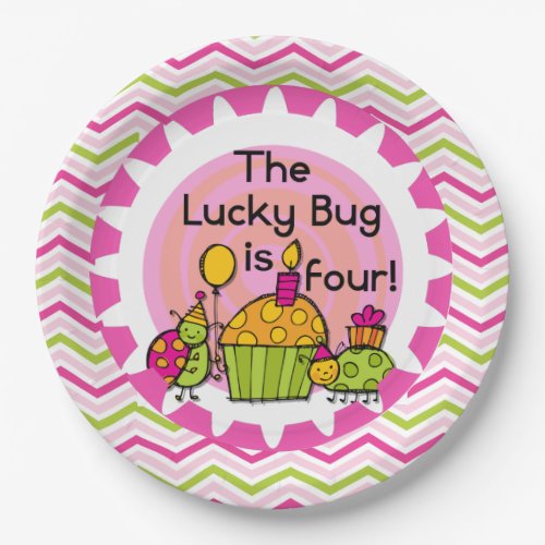 Cupcake Lucky Bug 4th Birthday Paper Plates