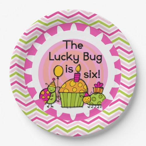 Cupcake Lucky Bug 6th Birthday Paper Plates