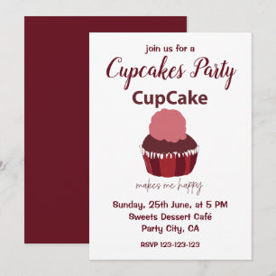 Cupcake Makes Me Happy Cupcake Party Invitation