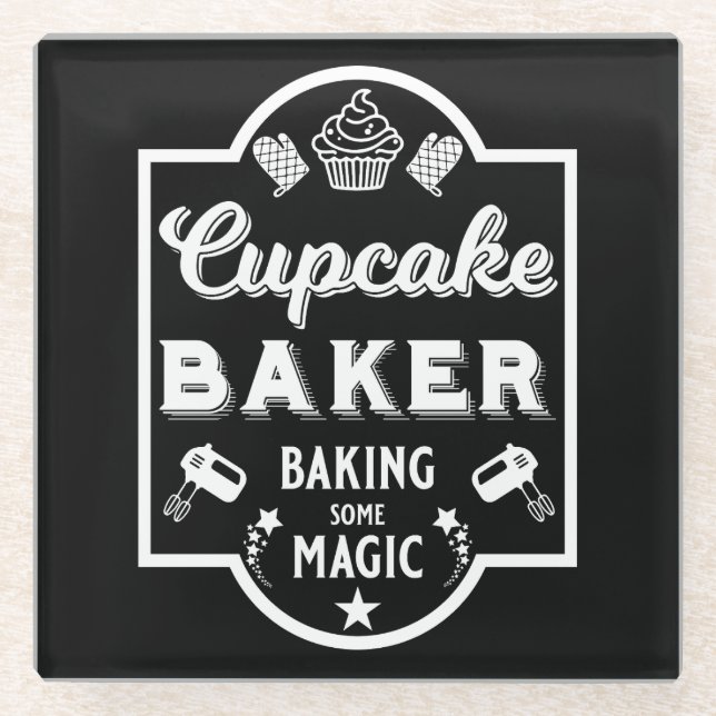 Cupcake Master Baker Glass Coaster (Front)