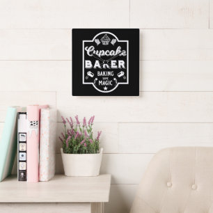 Cupcake Master Baker Square Wall Clock