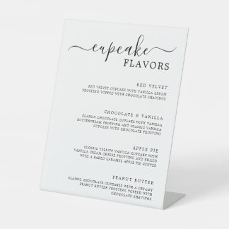 Cupcake Menu Sign Minimalist Wedding Cupcake Sign