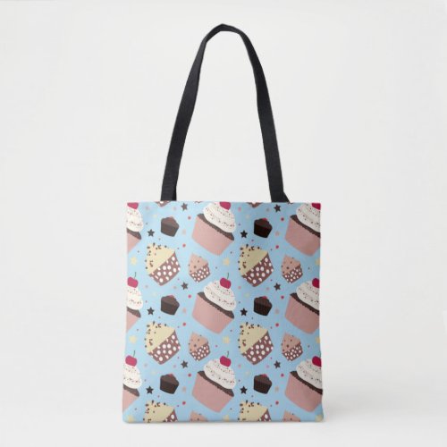 Cake Baker Gift - Muffin Pattern - Blue Tote - Personalized