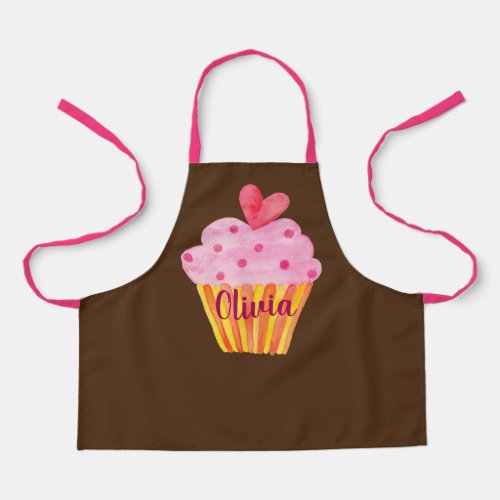 Cupcake NAME baking apron chocolate watercolor