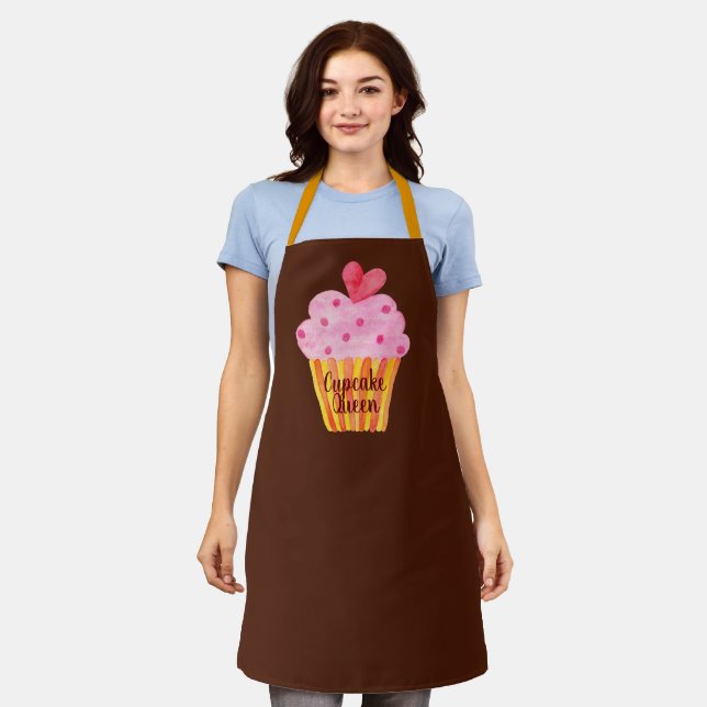 Cupcake NAME baking custom apron watercolor (Worn)