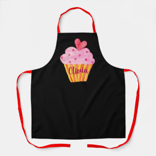 Cupcake NAME baking custom apron watercolor