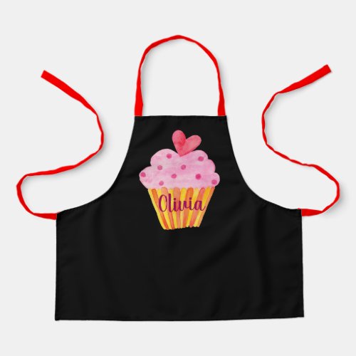 Cupcake NAME baking custom apron watercolor