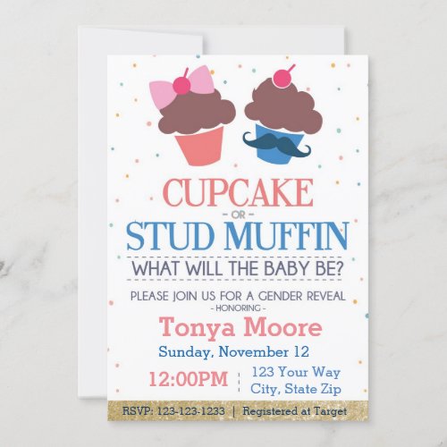 Cupcake or Stud Muffin Baby Shower Invitation