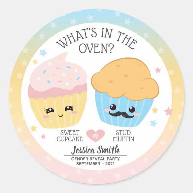 Cupcake or Stud Muffin Classic Round Sticker | Zazzle