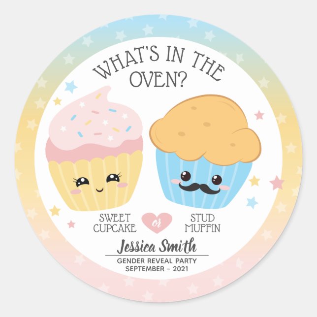 Cupcake or Stud Muffin  Classic Round Sticker (Front)