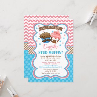 Cupcake or Stud Muffin Gender Reveal Invitation