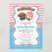 Cupcake or Stud Muffin Gender Reveal Invitation