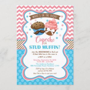 Cupcake or Stud Muffin Gender Reveal Invitation