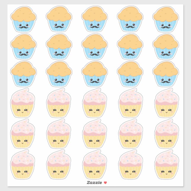Cupcake or Stud Muffin Gender Reveal Party Sticker (Sheet)