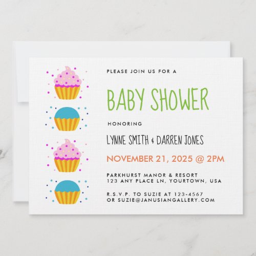 Cupcake or Studmuffin Baby Shower Invitation